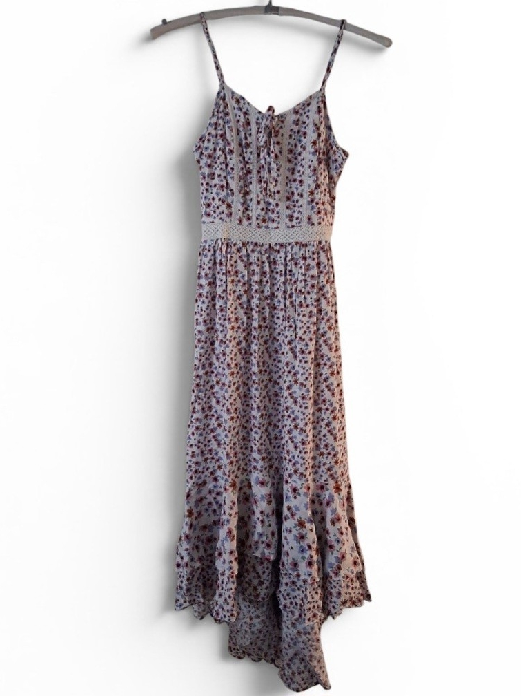 Japna M Spaghetti Strap Floral Midi High-Low Dress